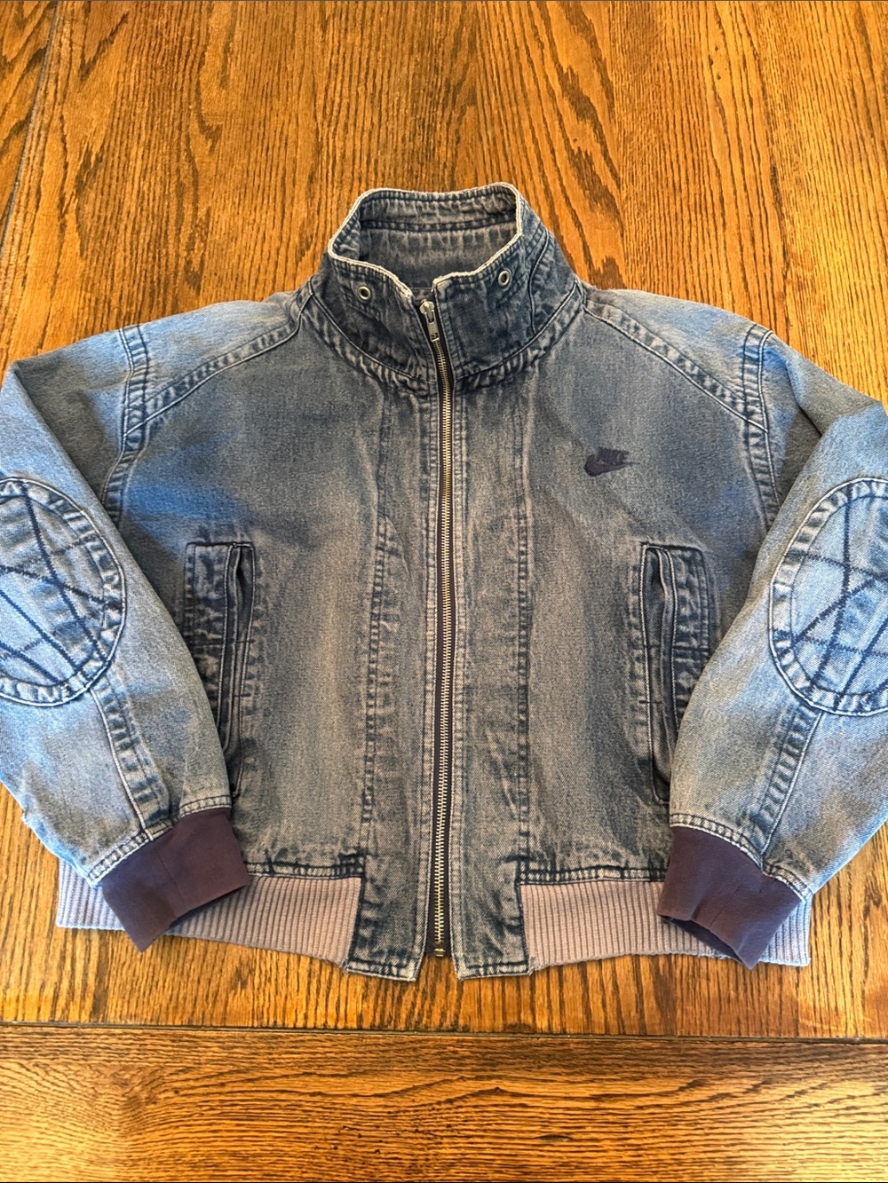 Nike vintage Challenge Court  Acid Wash Denim Bomber Jacket Agassi - Picture 2 of 16